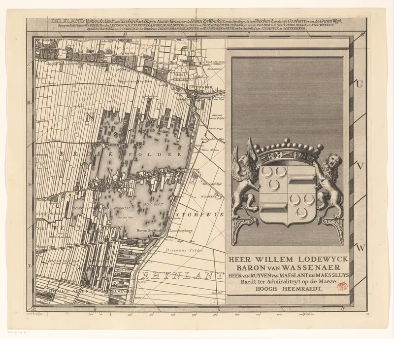 Kaart van het Hoogheemraadschap van Delfland (vijftiende deel) Wall Art by Nicolaas Cruquius - High-Resolution Digital Print