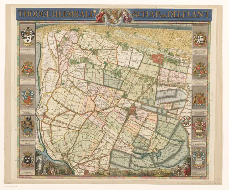 Kaart van het Hoogheemraadschap van Delfland Wall Art by Cornelis Koster - High-Resolution Digital Print