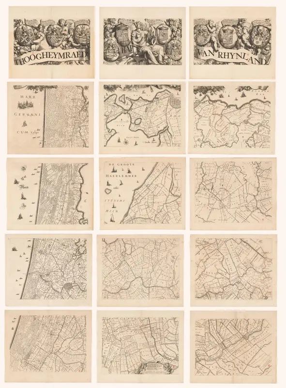 Kaart van het Hoogheemraadschap van Rijnland, bestaande uit vijftien delen Wall Art by Romeyn de Hooghe - High-Resolution Digital Print
