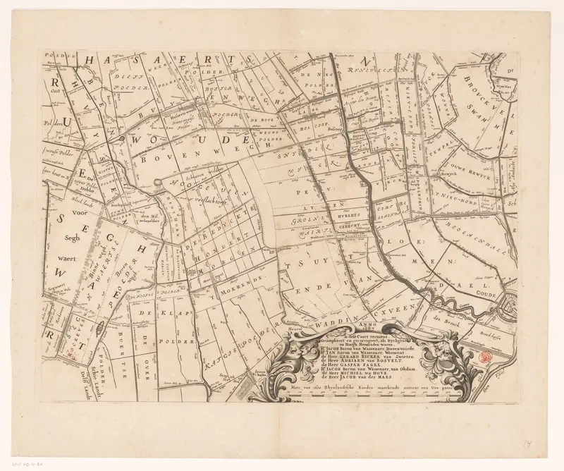 Kaart van het Hoogheemraadschap van Rijnland (veertiende deel) Wall Art by Cornelis Danckerts (I) - High-Resolution Digital Print