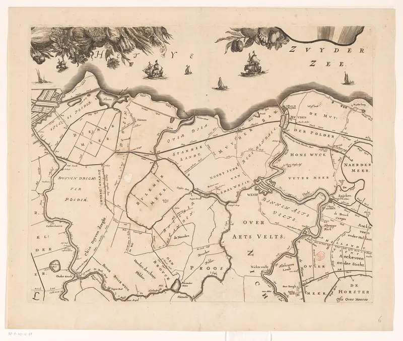 Kaart van het Hoogheemraadschap van Rijnland (zesde deel) Wall Art by Jan Jansz. Dou (I) - High-Resolution Digital Print