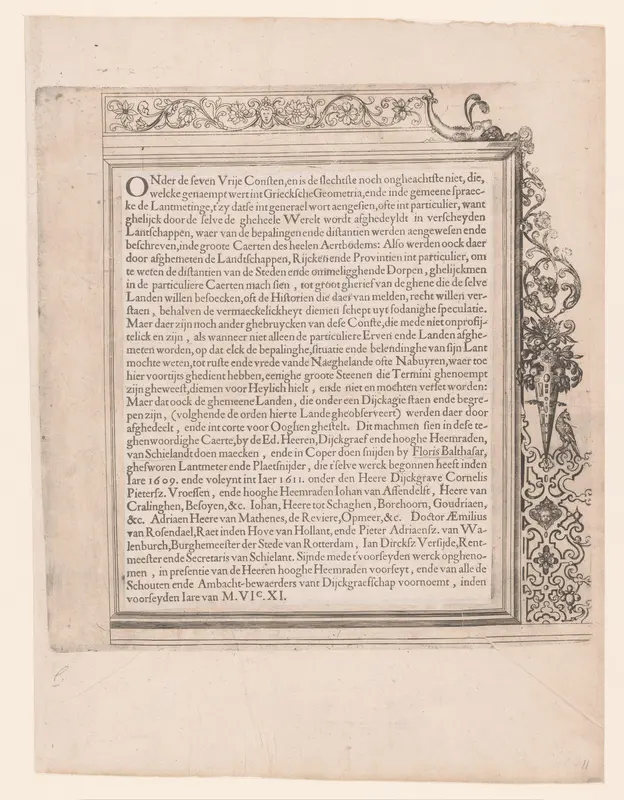Kaart van het Hoogheemraadschap van Schieland, beschrijvende tekst Wall Art by Balthasar Florisz. van Berckenrode - High-Resolution Digital Print