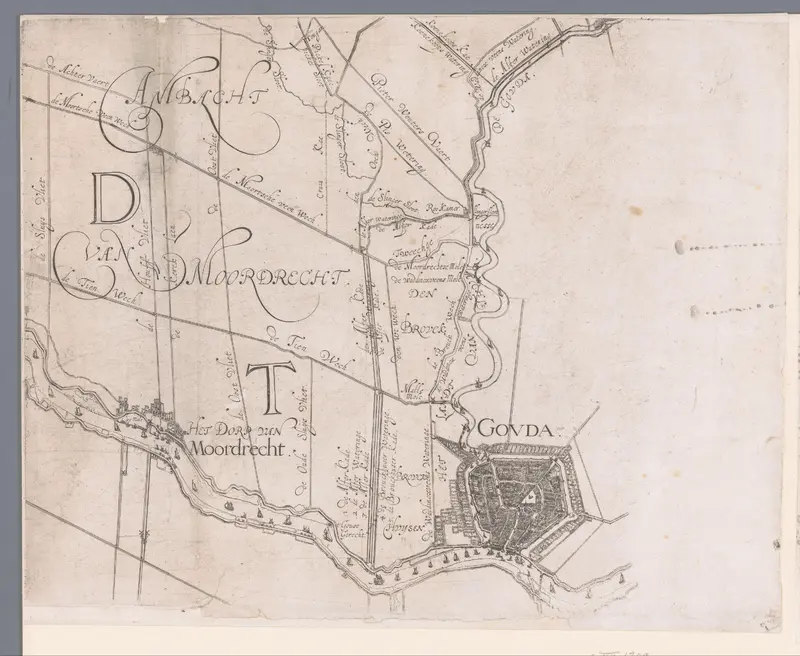 Kaart van het Hoogheemraadschap van Schieland, met Gouda en Moordrecht Wall Art by Balthasar Florisz. van Berckenrode - High-Resolution Digital Print