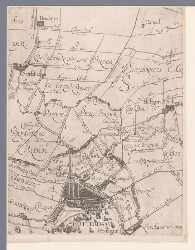 Kaart van het Hoogheemraadschap van Schieland, met Rotterdam, Hillegersberg en Overschie Wall Art by Balthasar Florisz. van Berckenrode - High-Resolution Digital Print