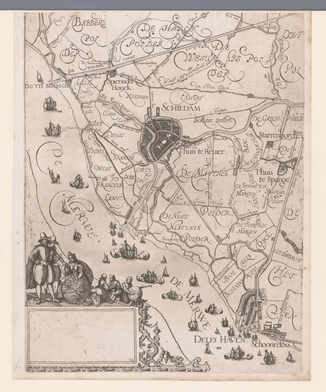 Kaart van het Hoogheemraadschap van Schieland, met Schiedam en Delfshaven Wall Art by Balthasar Florisz. van Berckenrode - High-Resolution Digital Print