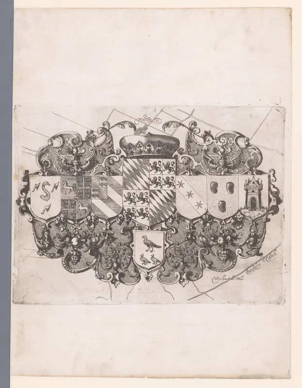 Kaart van het Hoogheemraadschap van Schieland, wapenschilden Wall Art by Balthasar Florisz. van Berckenrode - High-Resolution Digital Print