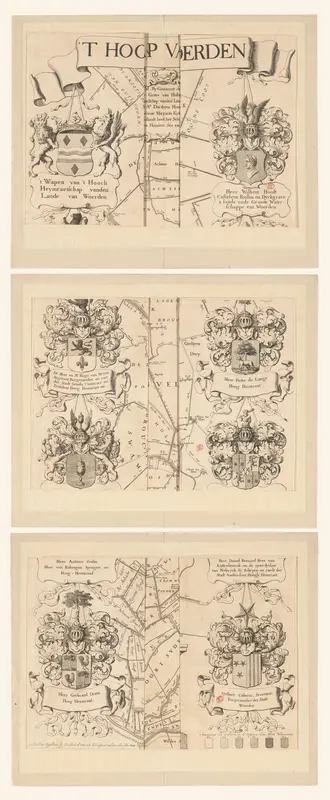 Kaart van het Hoogheemraadschap van Woerden, bestaande uit drie delen Wall Art by Justus Vinckboons - High-Resolution Digital Print