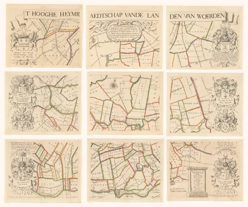 Kaart van het Hoogheemraadschap van Woerden, bestaande uit negen delen Wall Art by Unknown - High-Resolution Digital Print
