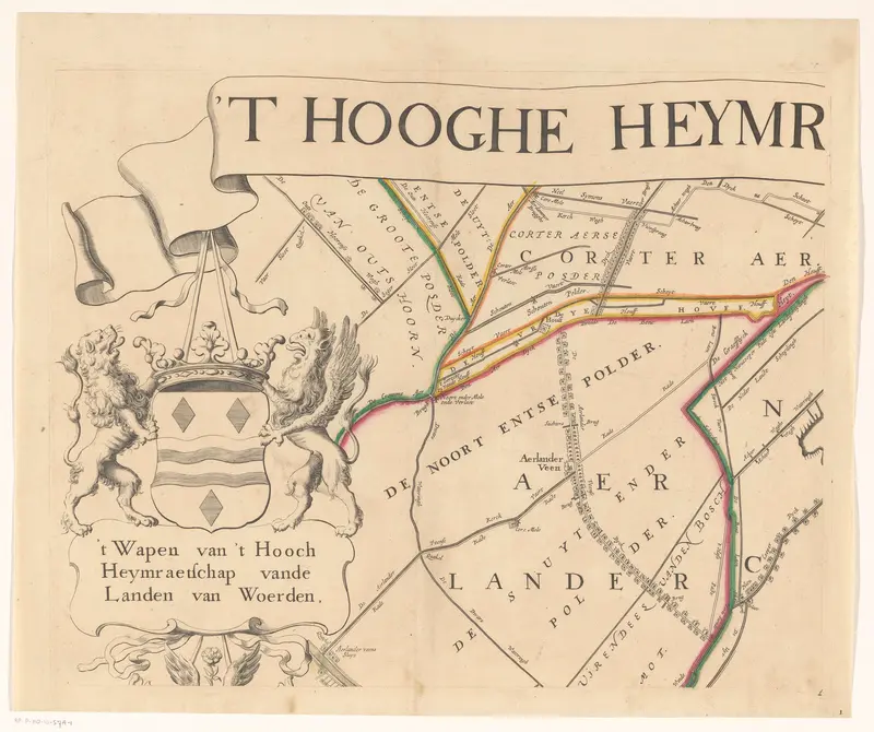Kaart van het Hoogheemraadschap van Woerden (eerste deel) Wall Art by Justus Vinckboons - High-Resolution Digital Print