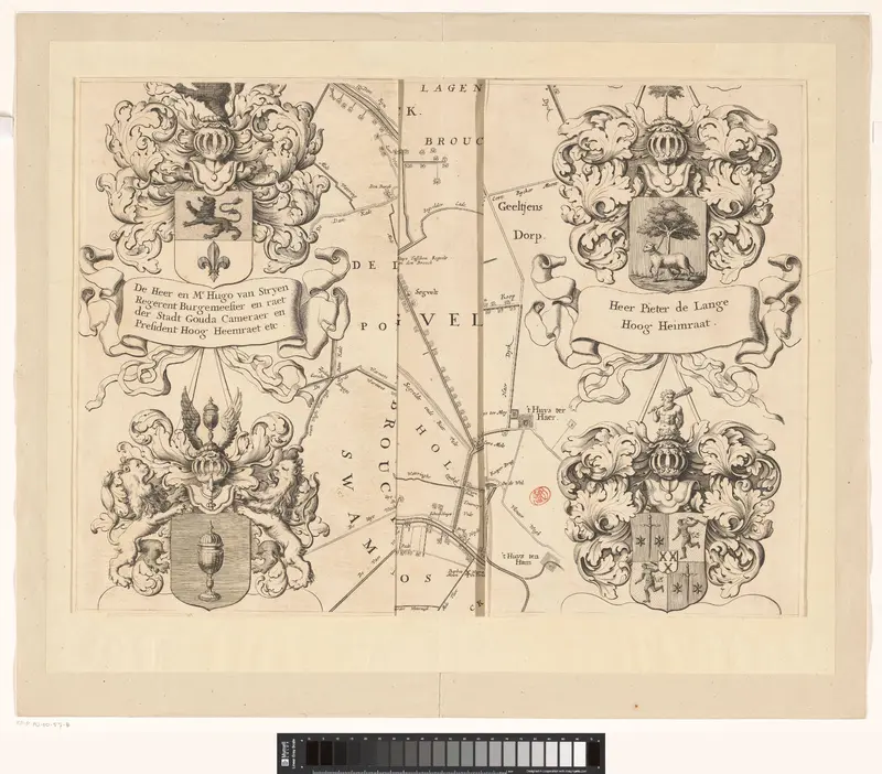 Kaart van het Hoogheemraadschap van Woerden (middelste deel) Wall Art by Justus Vinckboons - High-Resolution Digital Print