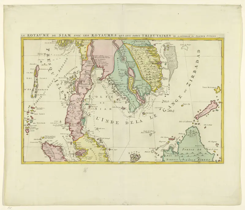 Kaart van het Koninkrijk Siam (bovenste helft) Wall Art by anonymous - High-Resolution Digital Print