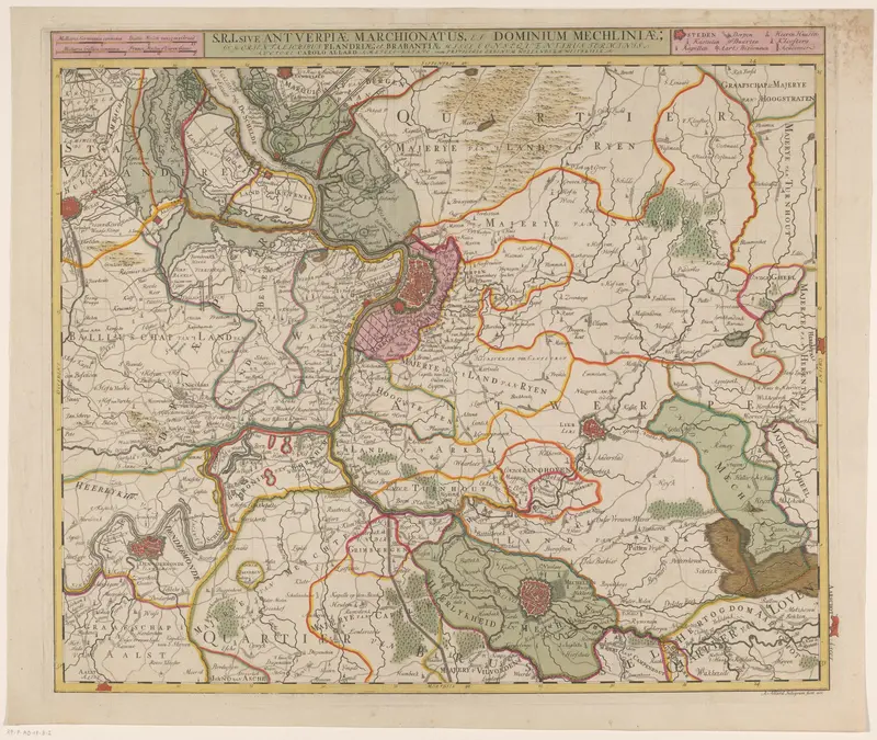 Kaart van het kwartier van Antwerpen, onderdeel van het hertogdom Brabant Wall Art by Unknown - High-Resolution Digital Print