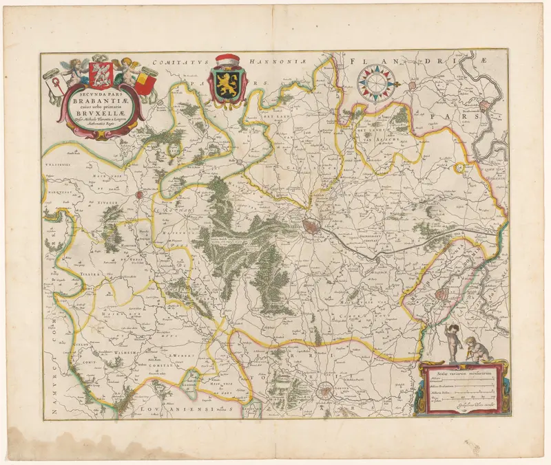 Kaart van het kwartier van Brussel, onderdeel van het hertogdom Brabant Wall Art by Johannes Willemszoon Blaeu - High-Resolution Digital Print