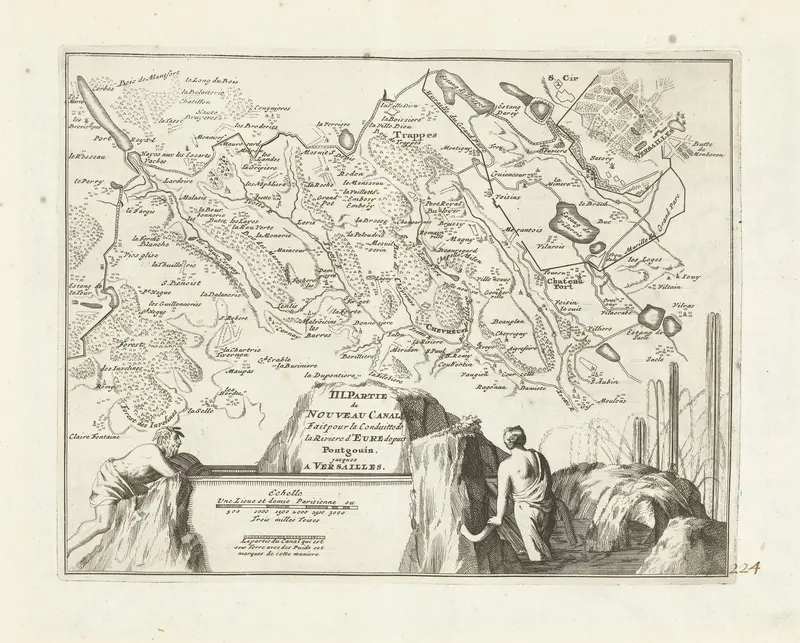 Kaart van het nieuwe kanaal van Pontgouin naar Versailles (deel III), ca. 1702 Wall Art by unknown - High-Resolution Digital Print