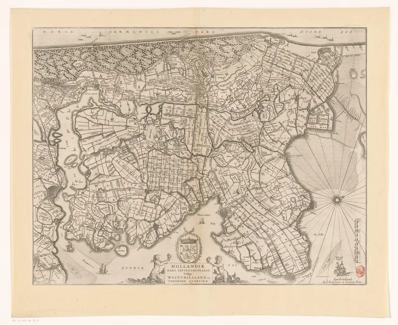 Kaart van het noordelijke deel van het graafschap Holland Wall Art by anonymous - High-Resolution Digital Print