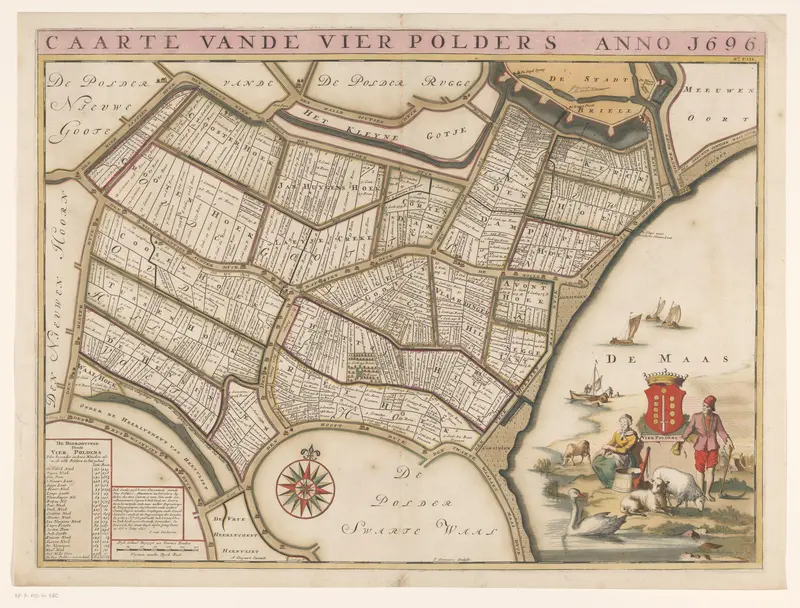 Kaart van het poldergebied de Vierpolders Wall Art by Unknown - High-Resolution Digital Print