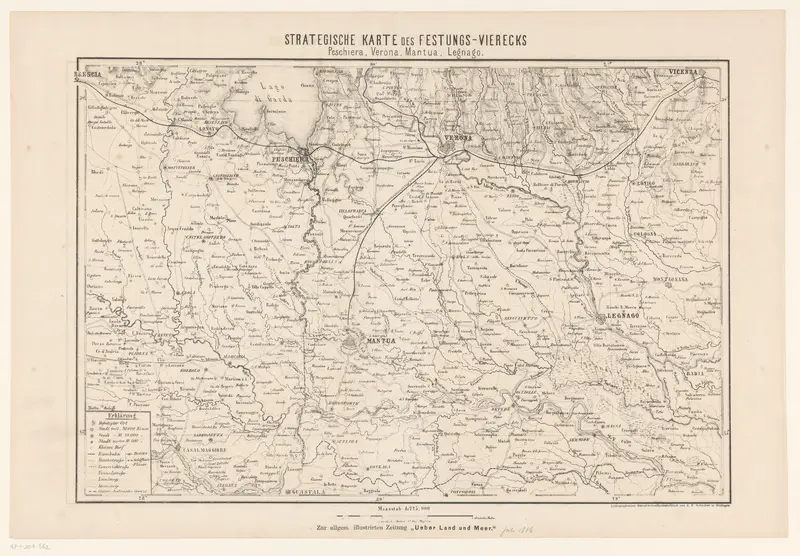 Kaart van het strijdtoneel in Noord-Italië, 1866 Wall Art by Unknown - High-Resolution Digital Print