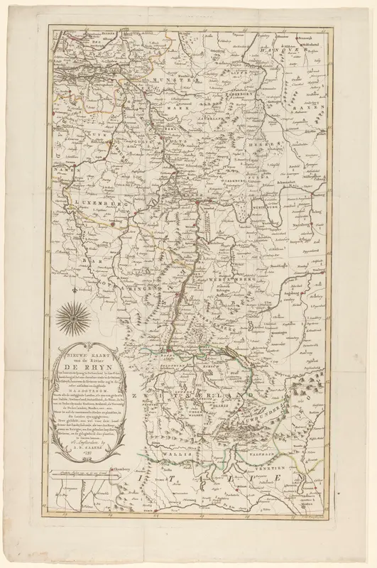 Kaart van het stroomgebied van de Rijn van Zwitserland naar Holland, 1797 Wall Art by Unknown - High-Resolution Digital Print