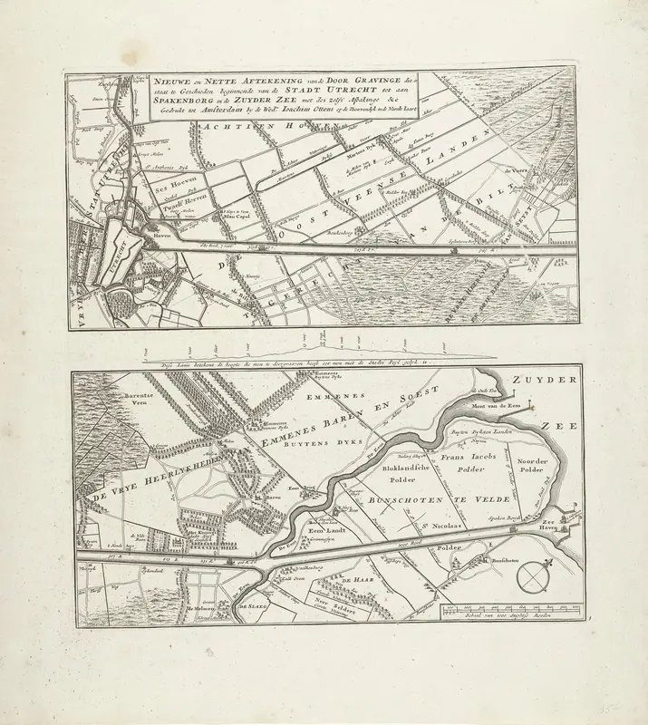Kaart van het voorgestelde kanaal tussen Utrecht en de Zuiderzee, 1720 Wall Art by anonymous - High-Resolution Digital Print