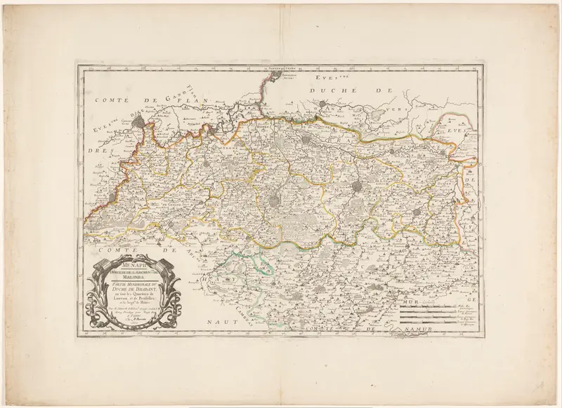 Kaart van het zuidelijk deel van het hertogdom Brabant Wall Art by anonymous - High-Resolution Digital Print