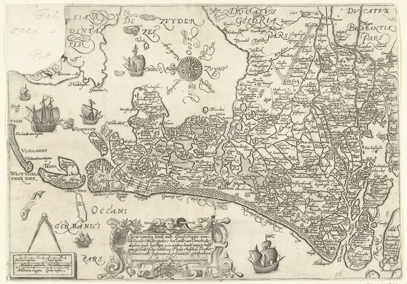 Kaart van Holland en Utrecht, 1589 Wall Art by Willem Janszoon Blaeu - High-Resolution Digital Print