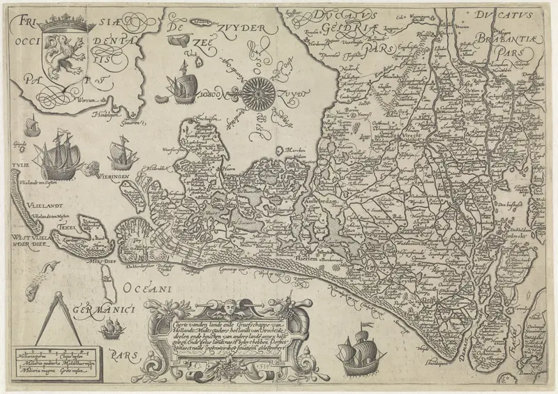 Kaart van Holland en Utrecht, 1589 Wall Art by Cornelis Claesz. - High-Resolution Digital Print