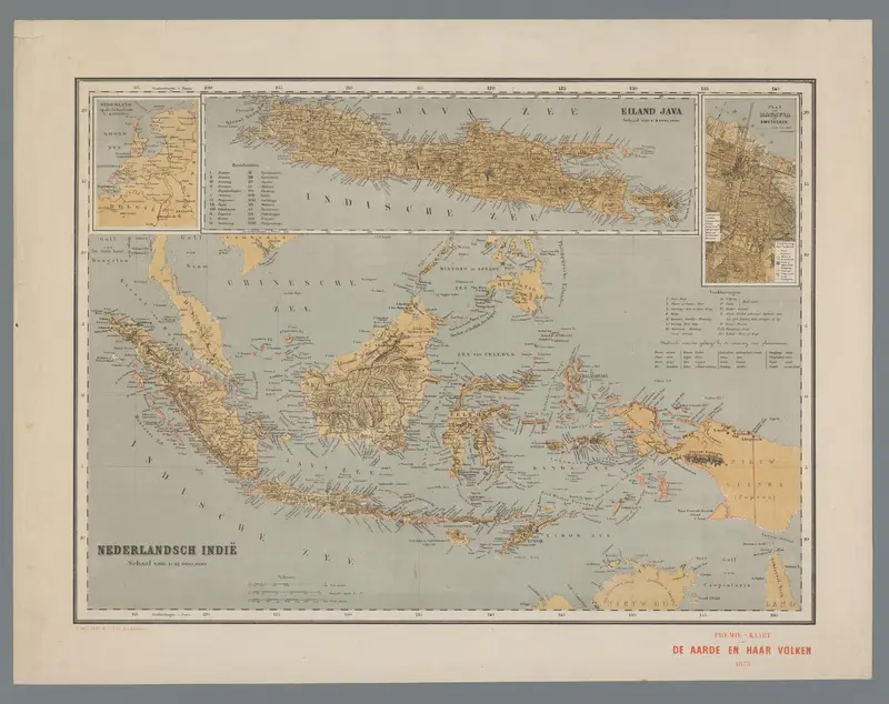 Kaart van Indonesië, met inzet van Java en Batavia Wall Art by anonymous - High-Resolution Digital Print