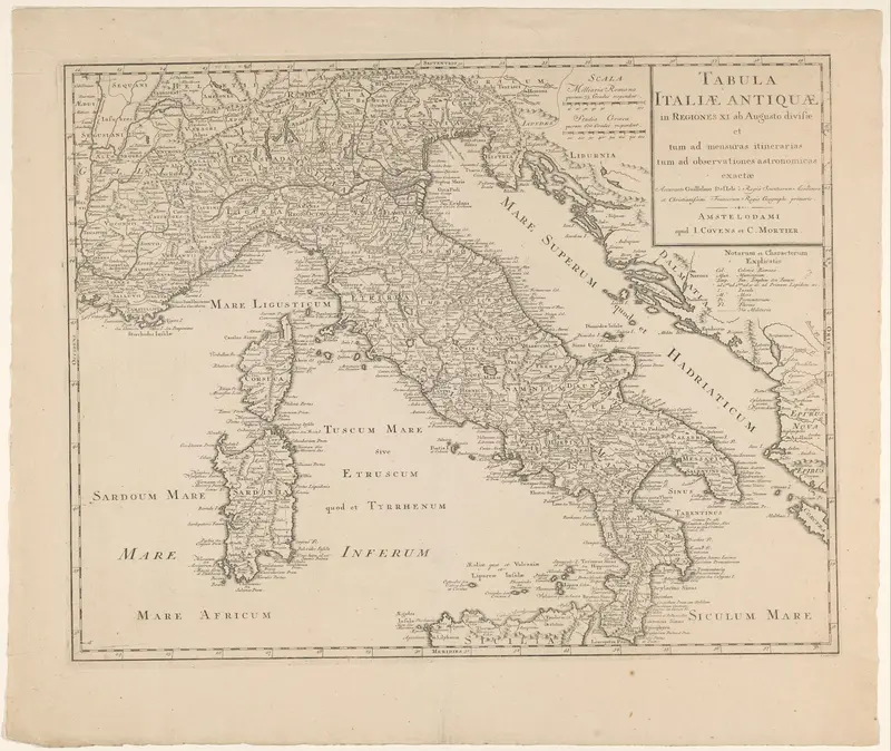 Kaart van Italië in de Romeinse tijd Wall Art by Johannes Condet - High-Resolution Digital Print