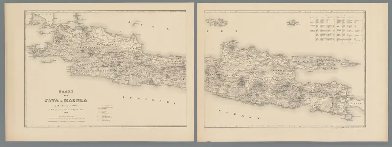 Kaart van Java en Madoera, bestaande uit twee delen Wall Art by Unknown - High-Resolution Digital Print
