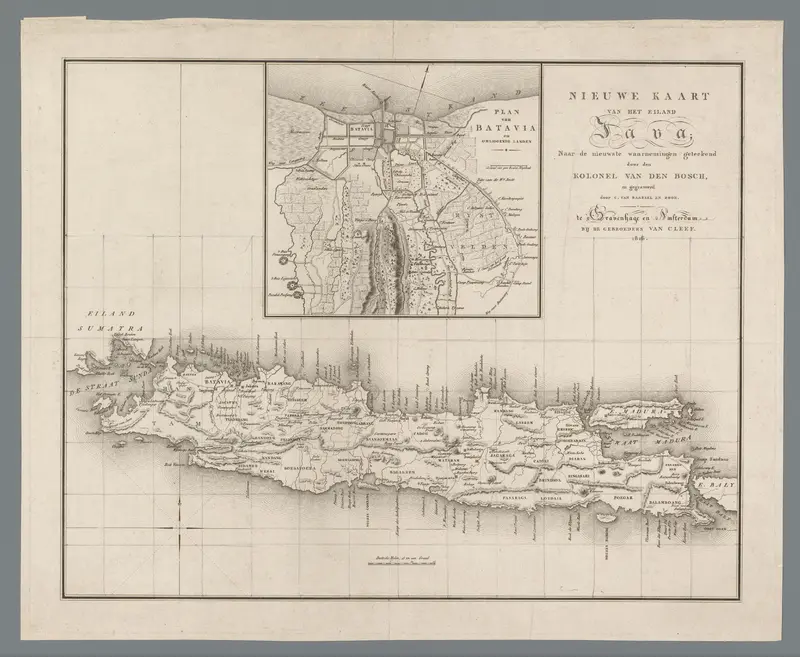 Kaart van Java met een plattegrond van Batavia Wall Art by Unknown - High-Resolution Digital Print