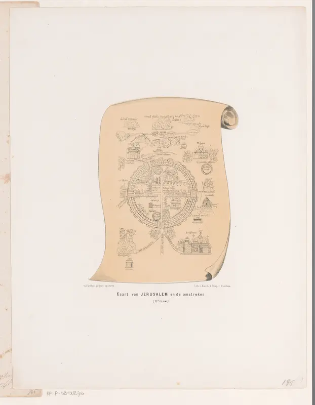 Kaart van Jeruzalem en de omstreken, 12e eeuw Wall Art by Unknown - High-Resolution Digital Print