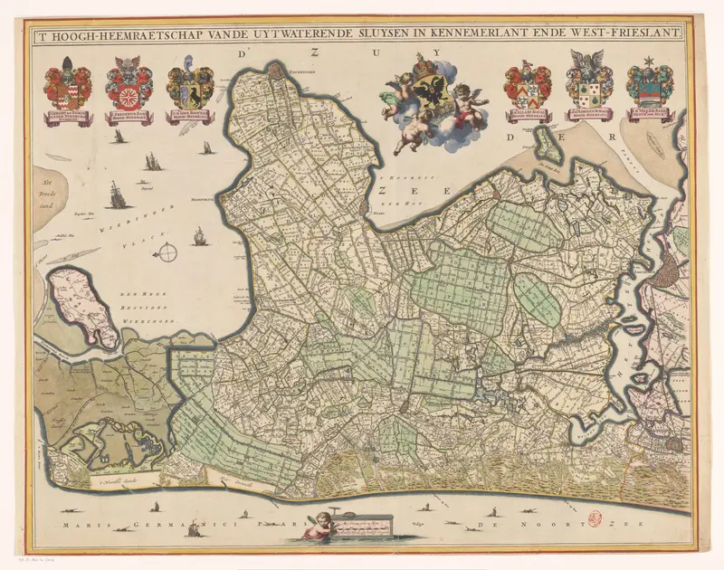 Kaart van Kennemerland en West-Friesland Wall Art by Abraham Jansz. Deur - High-Resolution Digital Print
