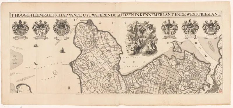 Kaart van Kennemerland en West-Friesland (bovenste deel) Wall Art by Coenraet Decker - High-Resolution Digital Print