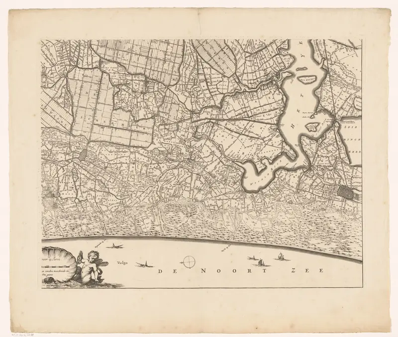 Kaart van Kennemerland en West-Friesland (deel rechtsonder) Wall Art by Abraham Jansz. Deur - High-Resolution Digital Print