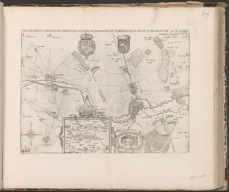 Kaart van Kerpen en Lommersum, 1587 Wall Art by Frans Hogenberg - High-Resolution Digital Print