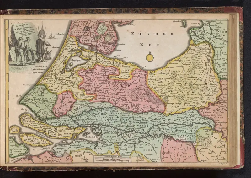 Kaart van Midden-Nederland met de gebieden getroffen door watersnood in 1726 Wall Art by Unknown - High-Resolution Digital Print