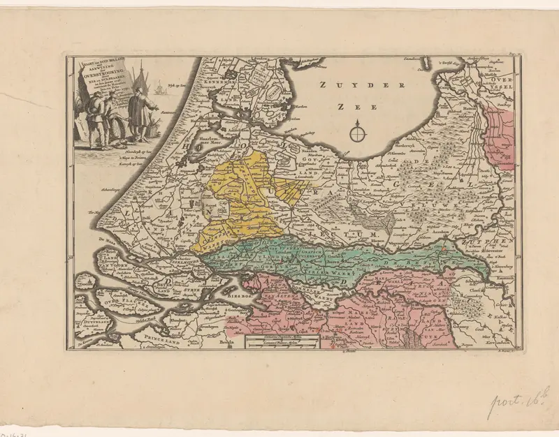 Kaart van Midden-Nederland waarop de overstromingen in de jaren 1726 en 1740-1741 zijn aangegeven, met gedrukte verklaring Wall Art by Unknown - High-Resolution Digital Print