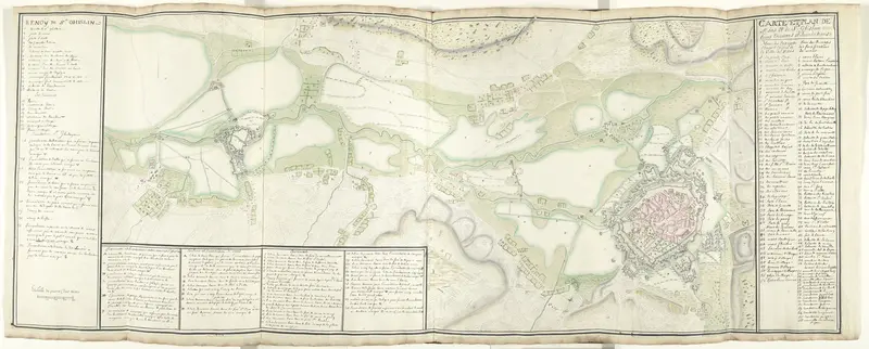Kaart van Mons en Saint-Ghislain en omgeving, ca. 1709 Wall Art by Samuel Du Ry de Champdoré - High-Resolution Digital Print