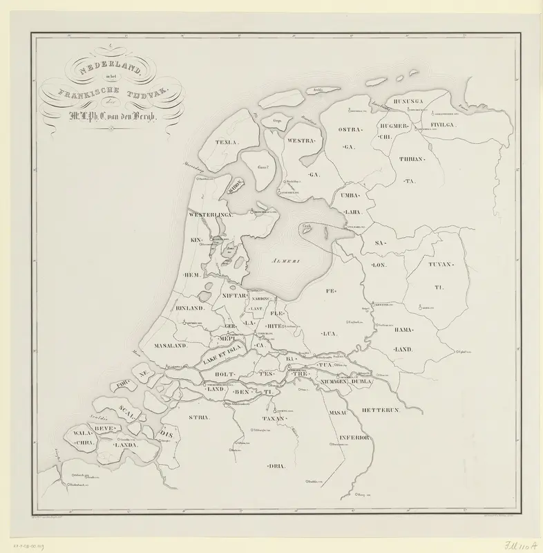 Kaart van Nederland in de Frankische tijd Wall Art by Unknown - High-Resolution Digital Print