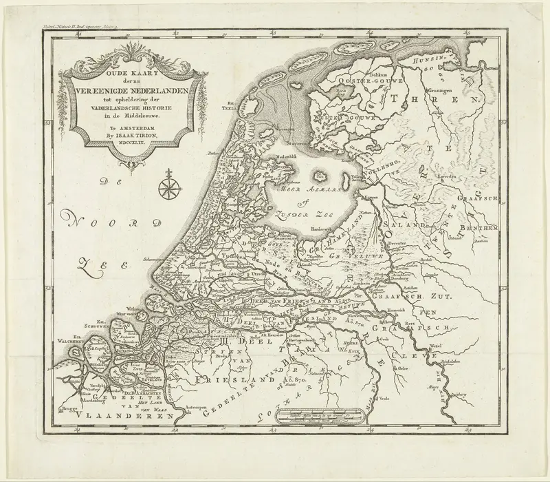 Kaart van Nederland in de Middeleeuwen Wall Art by anonymous - High-Resolution Digital Print