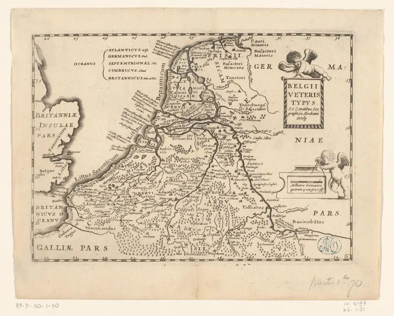 Kaart van Nederland in de Romeinse tijd Wall Art by anonymous - High-Resolution Digital Print