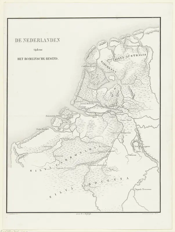 Kaart van Nederland in de Romeinse tijd Wall Art by Unknown - High-Resolution Digital Print