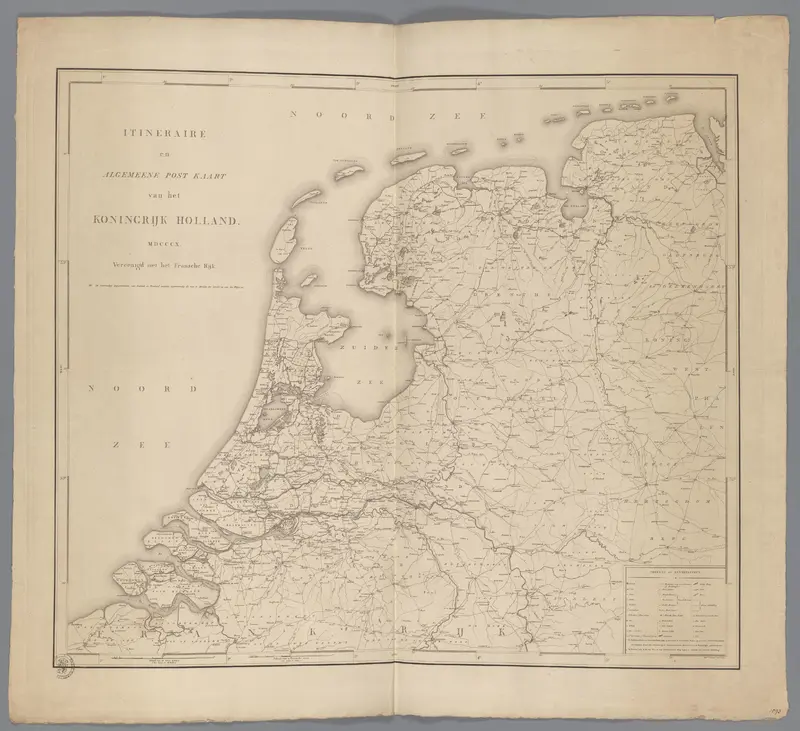 Kaart van Nederland met de postroutes Wall Art by anonymous - High-Resolution Digital Print