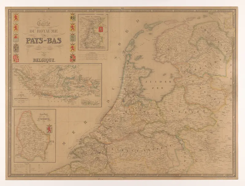 Kaart van Nederland, met inzetten van Luxemburg, Limburg en Nederlands-Indië Wall Art by Unknown - High-Resolution Digital Print