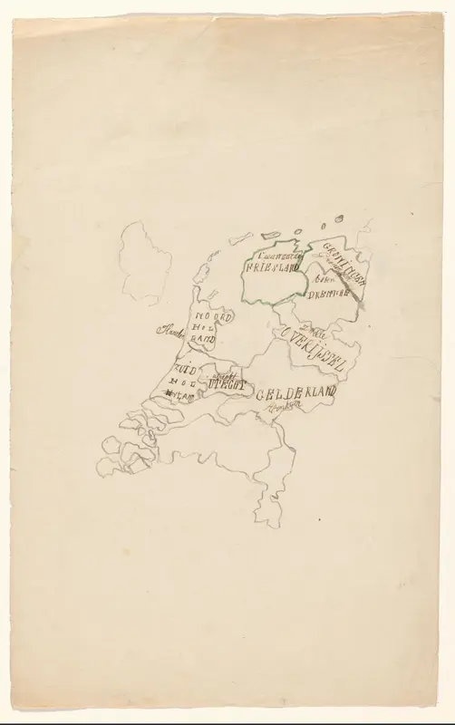 Kaart van Nederland met provincies Wall Art by Unknown - High-Resolution Digital Print