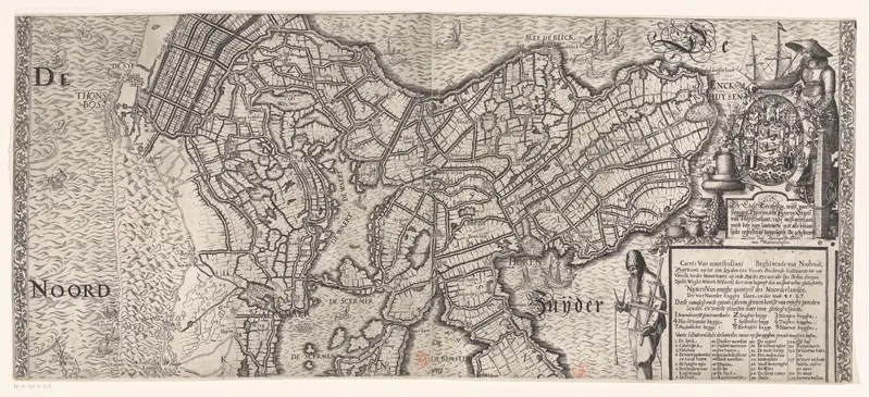Kaart van Noord-Holland (bovenste deel) Wall Art by Herman Allertsz. Koster - High-Resolution Digital Print