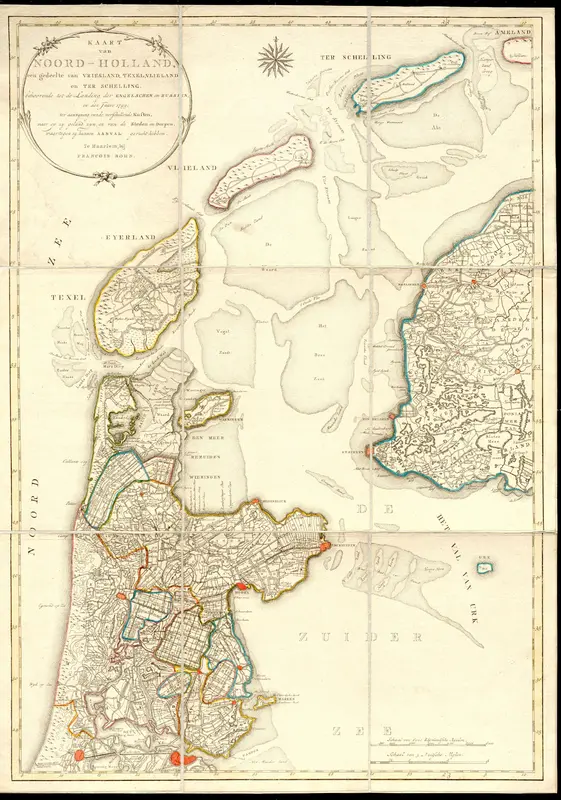 Kaart van Noord-Holland met de landingsplaatsen van de Engelsen en Russen in 1799 Wall Art by anonymous - High-Resolution Digital Print