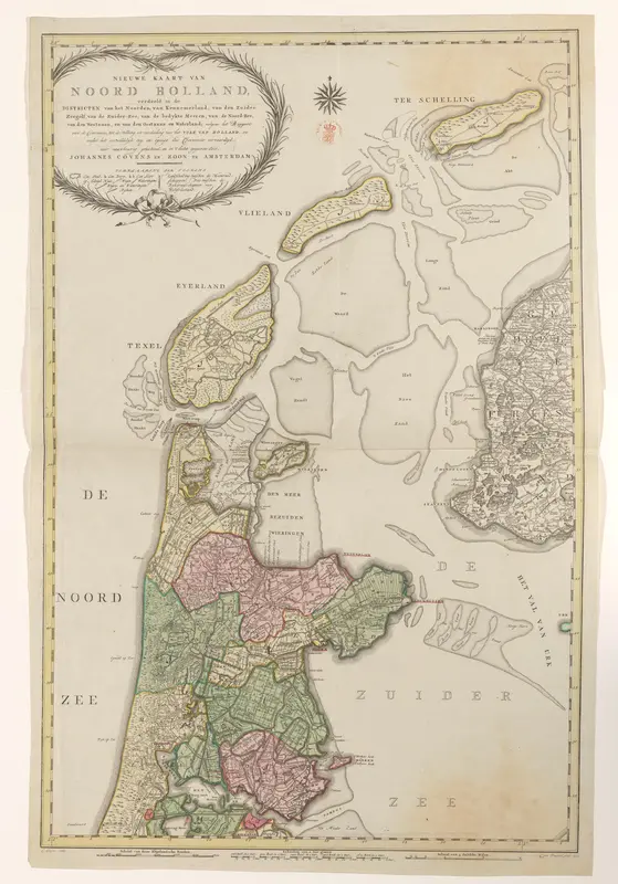 Kaart van Noord-Holland, verdeeld in hoogheemraadschappen, 1796 Wall Art by Unknown - High-Resolution Digital Print