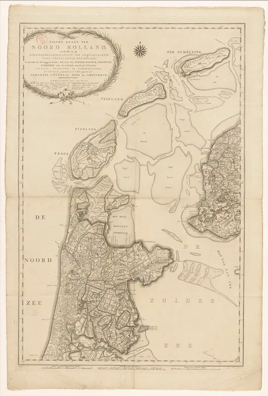 Kaart van Noord-Holland, verdeeld in hoogheemraadschappen Wall Art by Unknown - High-Resolution Digital Print