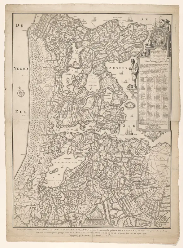 Kaart van Noord-Holland Wall Art by Unknown - High-Resolution Digital Print